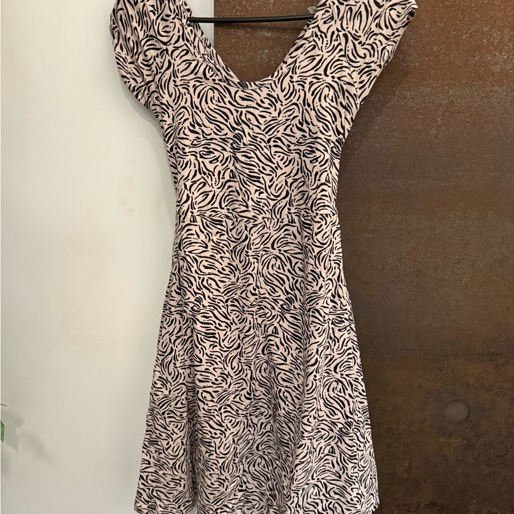 Pact Black and Cream Zebra Print Mini Dress